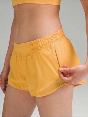 lululemon athletica Yellow Athletic Running Shorts with Zip Pocket